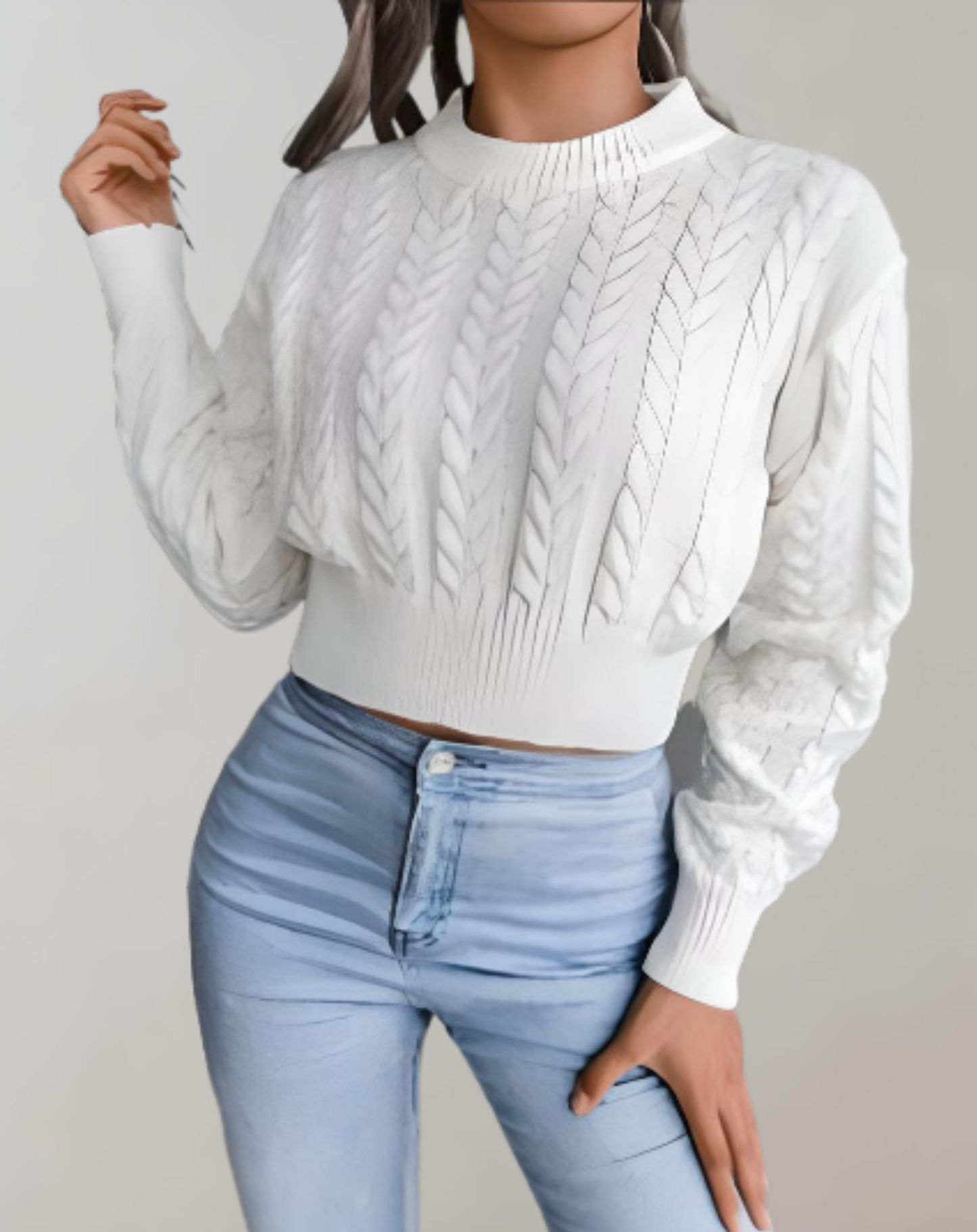 MODISHA - Een cropped trui met een subtiel gedraaid touwpatroon