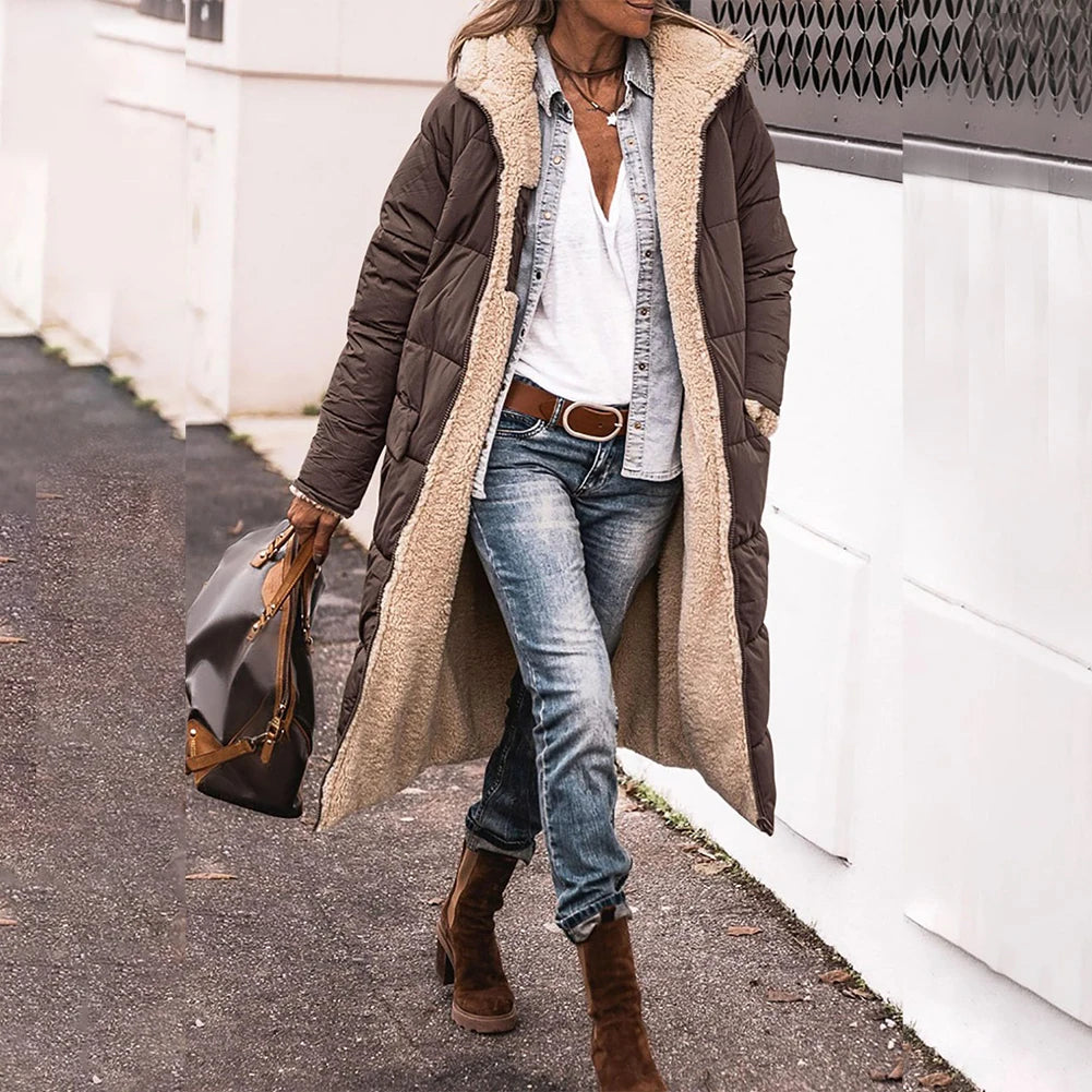 ShineStyle | Dubbelzijdige Pufferjas met Luxe Sherpa en Capuchon