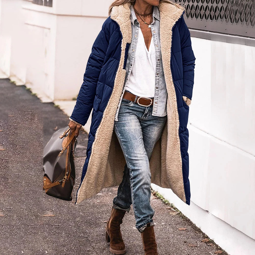 ShineStyle | Dubbelzijdige Pufferjas met Luxe Sherpa en Capuchon