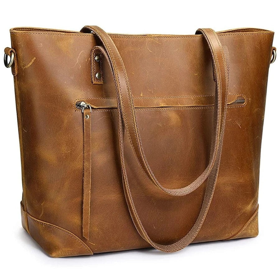 Vintage Leather Tote Bag - Stijlvol en Duurzaam - Geschikt voor Dagelijks Gebruik