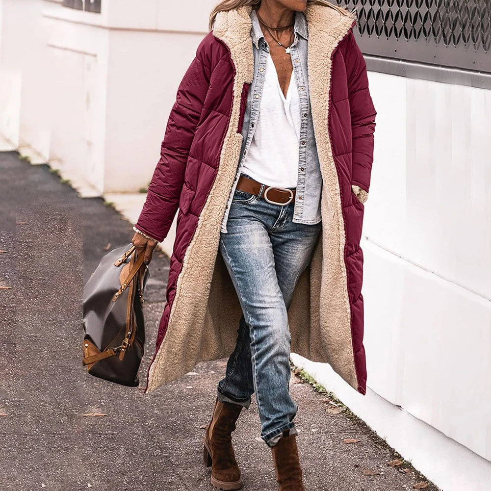 ShineStyle | Dubbelzijdige Pufferjas met Luxe Sherpa en Capuchon