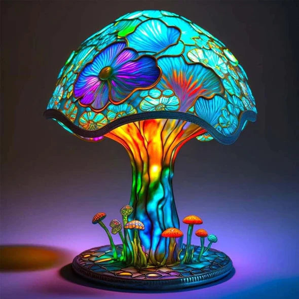 MossyShimmer | Glas-in-loodlamp - prachtig en rustgevend.