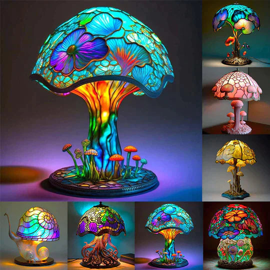 MossyShimmer | Glas-in-loodlamp - prachtig en rustgevend.