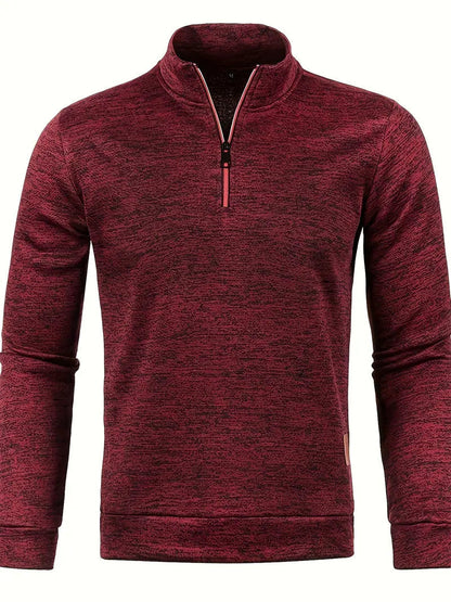 Anselm - Casual fleece trui met lange mouwen en halve rits