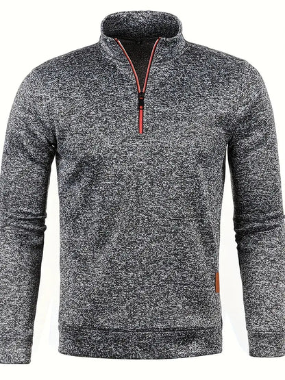 Anselm - Casual fleece trui met lange mouwen en halve rits