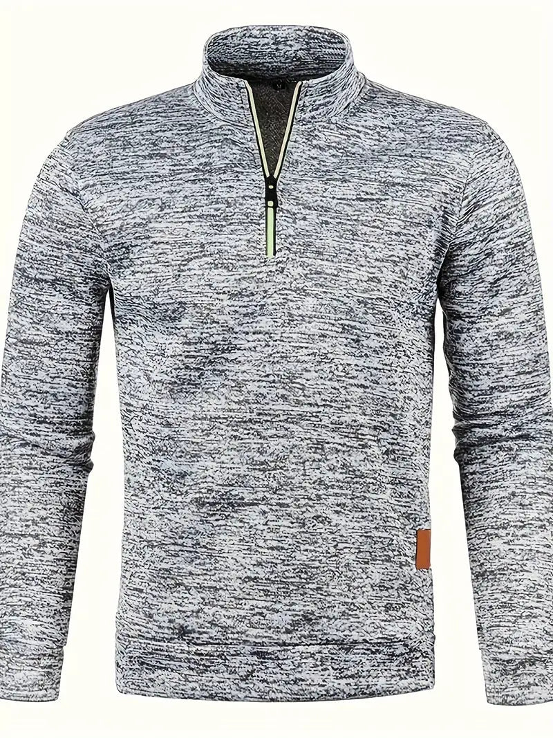 Anselm - Casual fleece trui met lange mouwen en halve rits