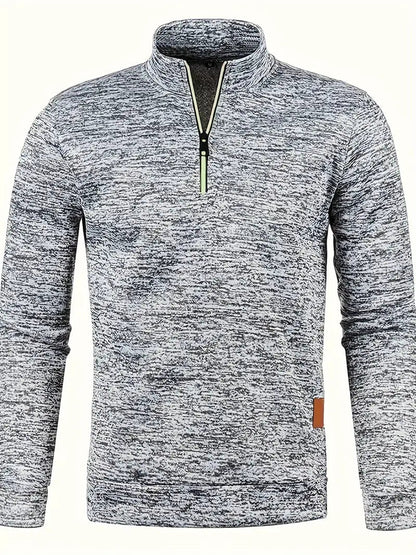 Anselm - Casual fleece trui met lange mouwen en halve rits