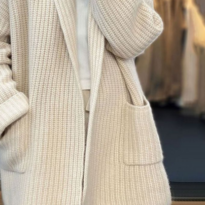 Lina - Gebreid vest met lange mouwen en zakken