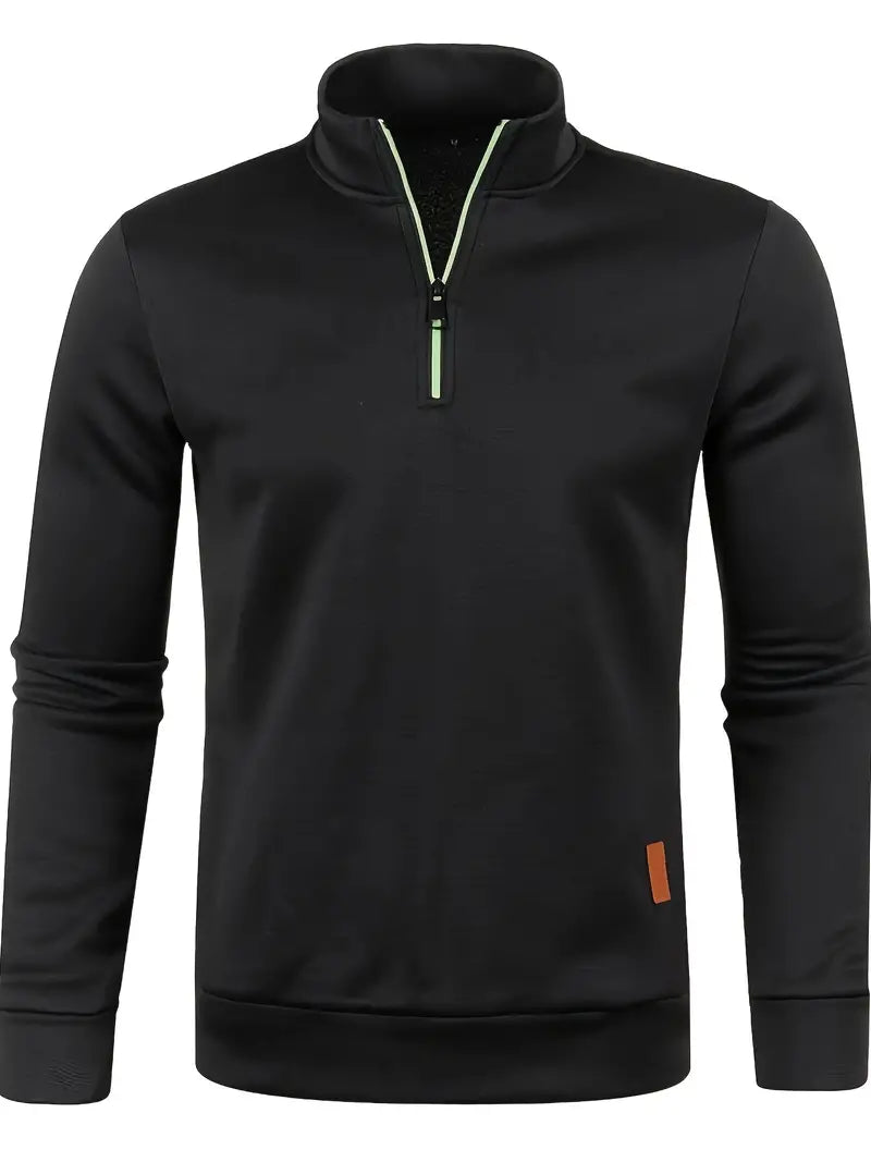 Anselm - Casual fleece trui met lange mouwen en halve rits