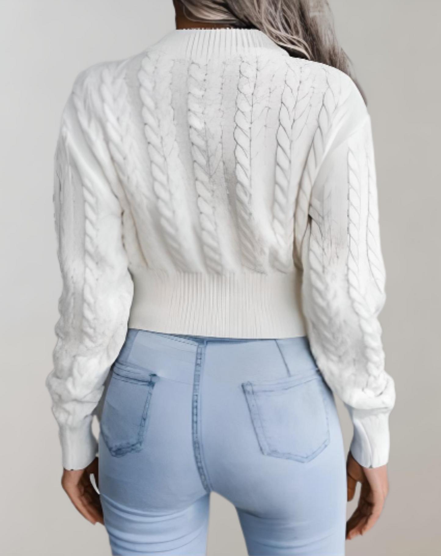 MODISHA - Een cropped trui met een subtiel gedraaid touwpatroon