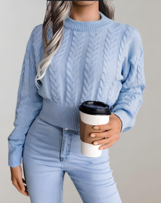 MODISHA - Een cropped trui met een subtiel gedraaid touwpatroon