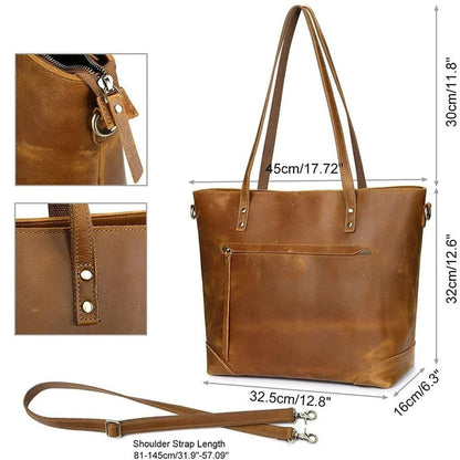 Vintage Leather Tote Bag - Stijlvol en Duurzaam - Geschikt voor Dagelijks Gebruik