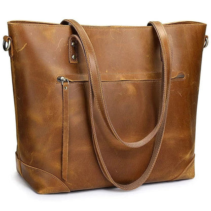 Vintage Leather Tote Bag - Stijlvol en Duurzaam - Geschikt voor Dagelijks Gebruik