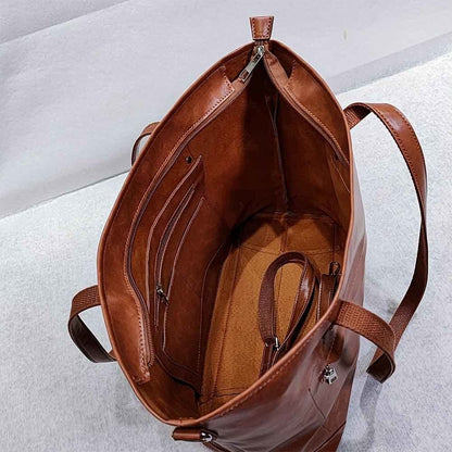 Vintage Leather Tote Bag - Stijlvol en Duurzaam - Geschikt voor Dagelijks Gebruik