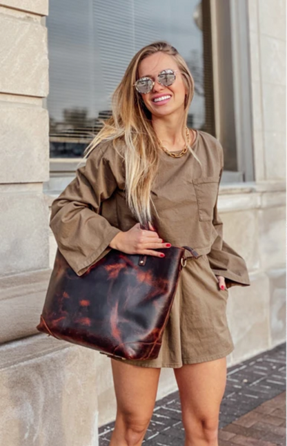 Vintage Leather Tote Bag - Stijlvol en Duurzaam - Geschikt voor Dagelijks Gebruik