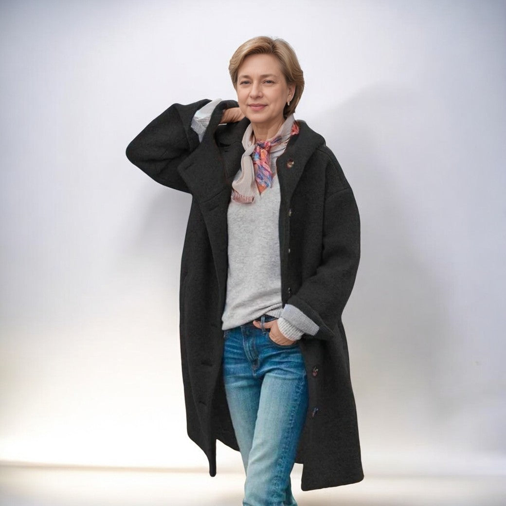 Anna - Mantel met lange mouwen en knopen