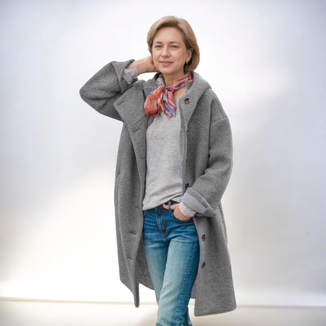 Anna - Mantel met lange mouwen en knopen