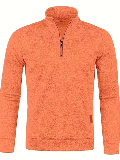 Anselm - Casual fleece trui met lange mouwen en halve rits