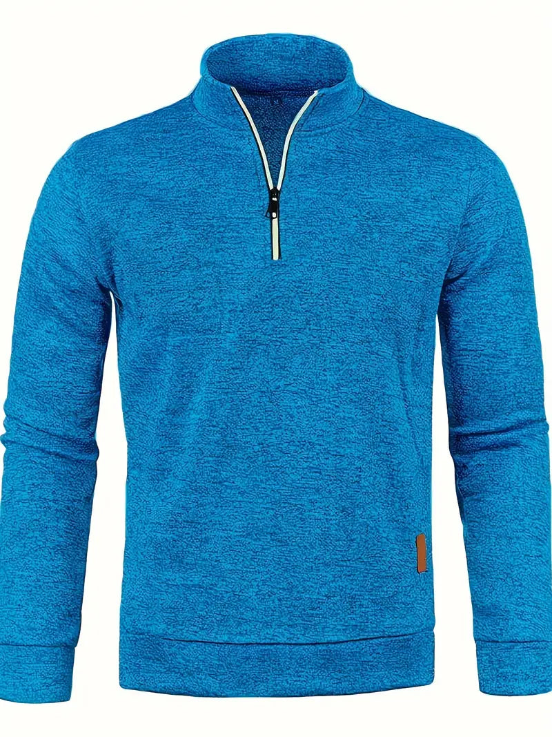 Anselm - Casual fleece trui met lange mouwen en halve rits