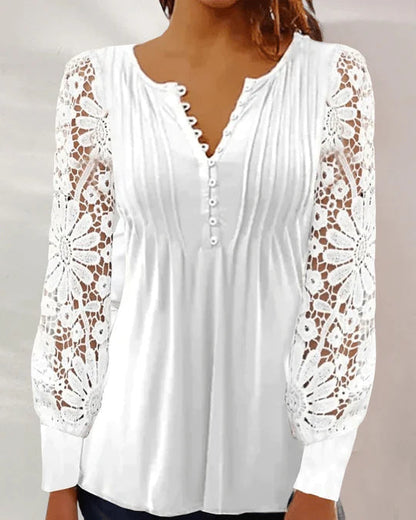 Pristine Blouse - Witte elegante blouse met lange mouwen