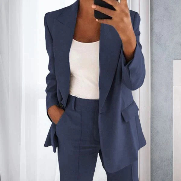 Mona Solid Women's Suit - Dames Blazer Effen
