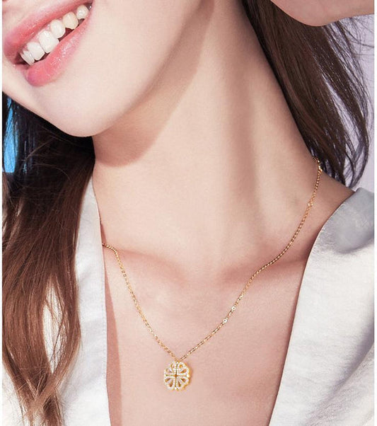 Four Leaf Clover Heart Ketting