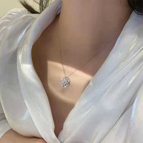 Four Leaf Clover Heart Ketting