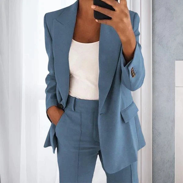 Mona Solid Women's Suit - Dames Blazer Effen
