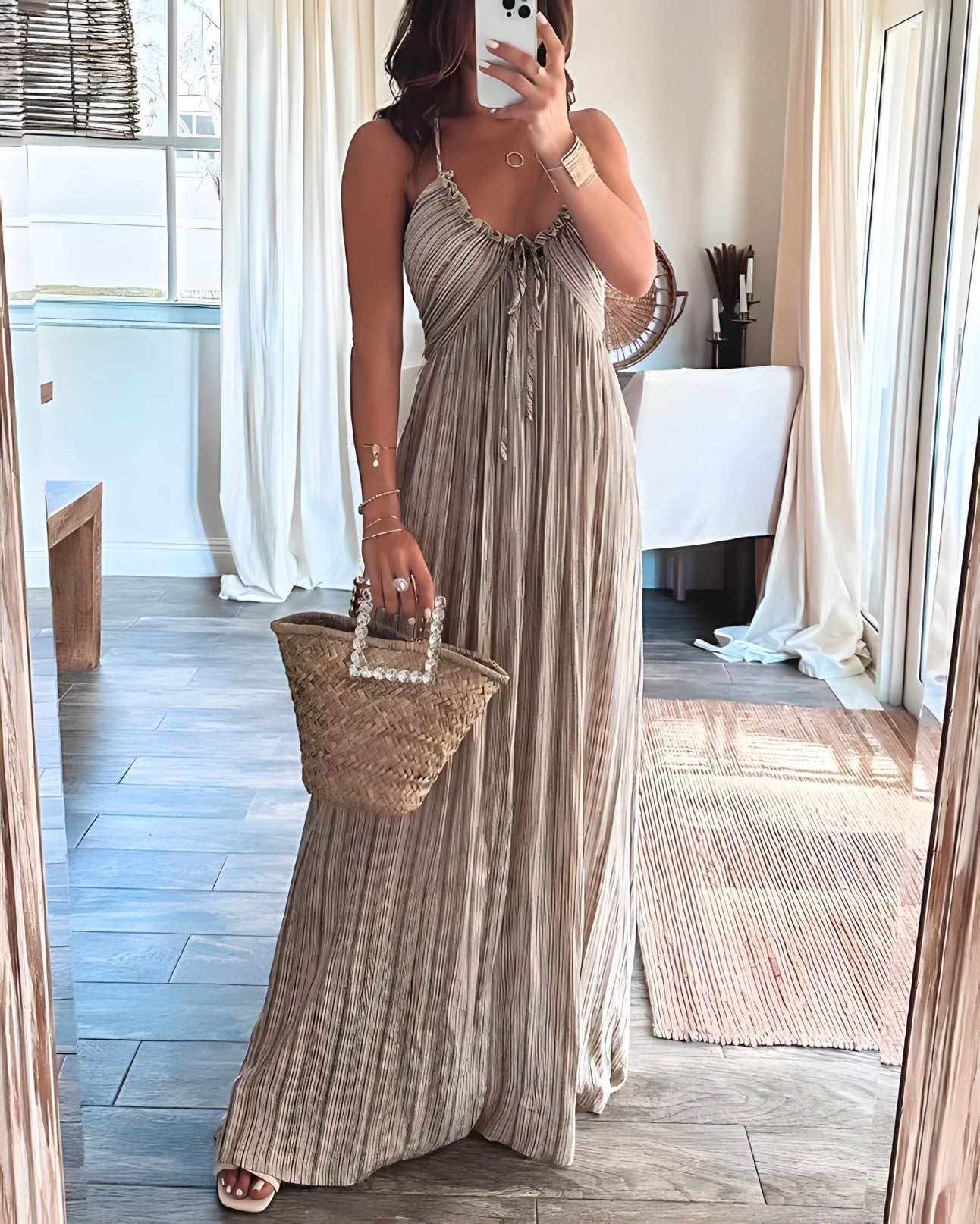 Geneviève - Midi-jurk met open rug
