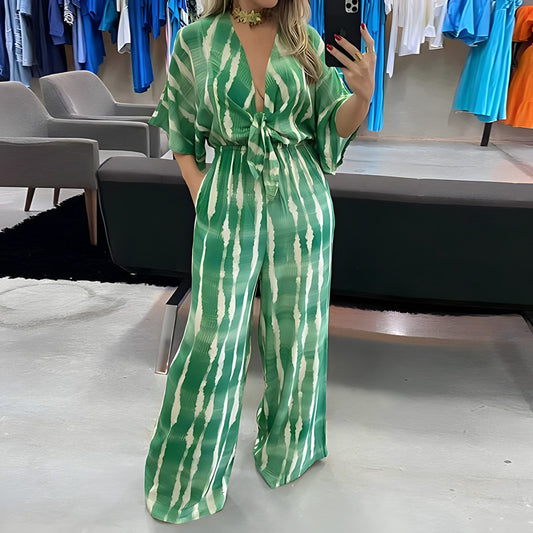 Seraphine - Dolman-mouwen Jumpsuit in Streepdesign